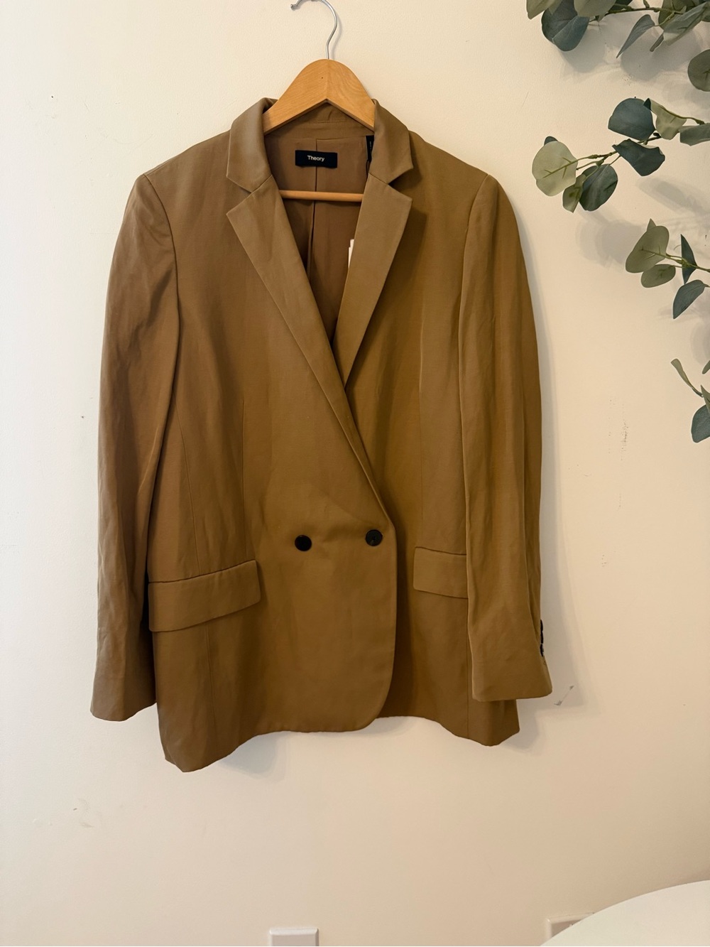 Theory Camel Double-Breasted Blazer